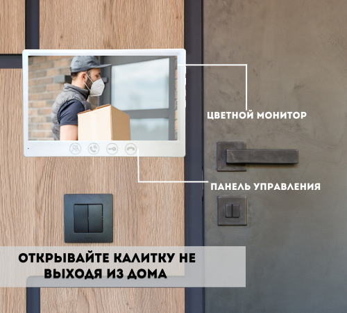 Комплект домофон с вызывной панелью KubVision 95712FH+94201 FHD 1080P Белый в Анапе от магазина Дозор23